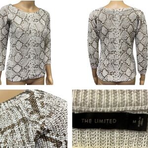 The Limited Knit Snakeskin Print 3 Quarter Raglan Sleeve Sweater Womens Medium